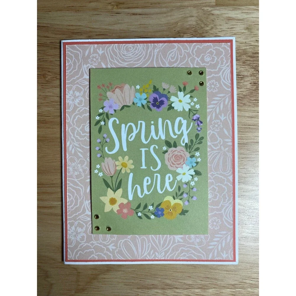 Handmade Spring Greeting Card A2 Floral Card Blank Inside w/ Envelope